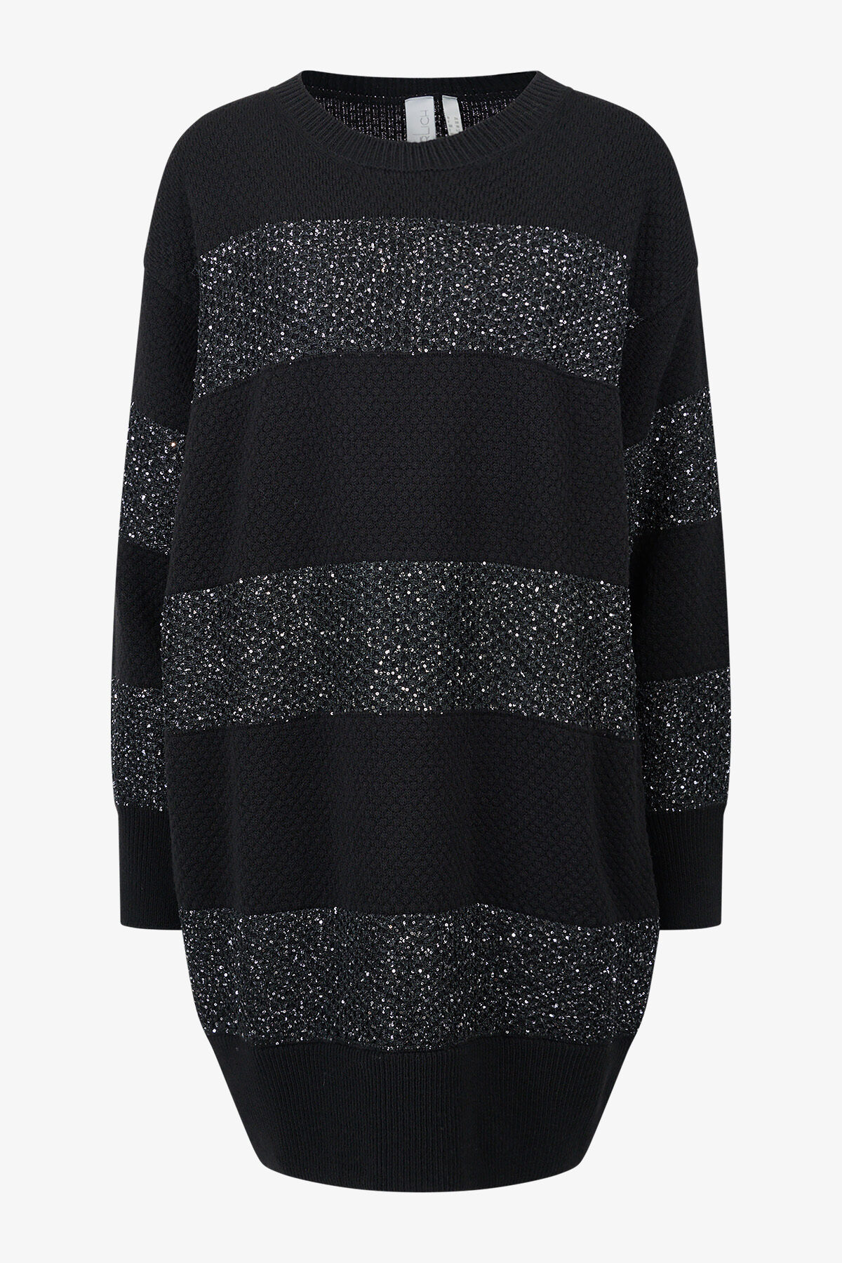 Long Pullover mit Pailletten-Strick