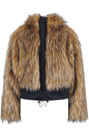 Unechte Felljacke mit Kapuze